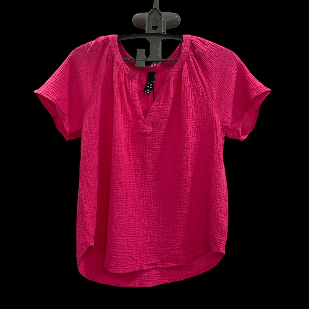 bobi Pink Textured Blouse - size L